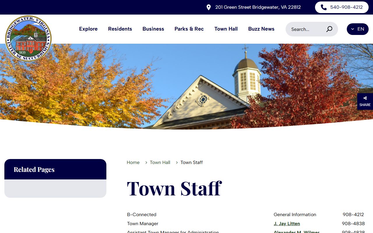 Bridgewater phone directory screenshot