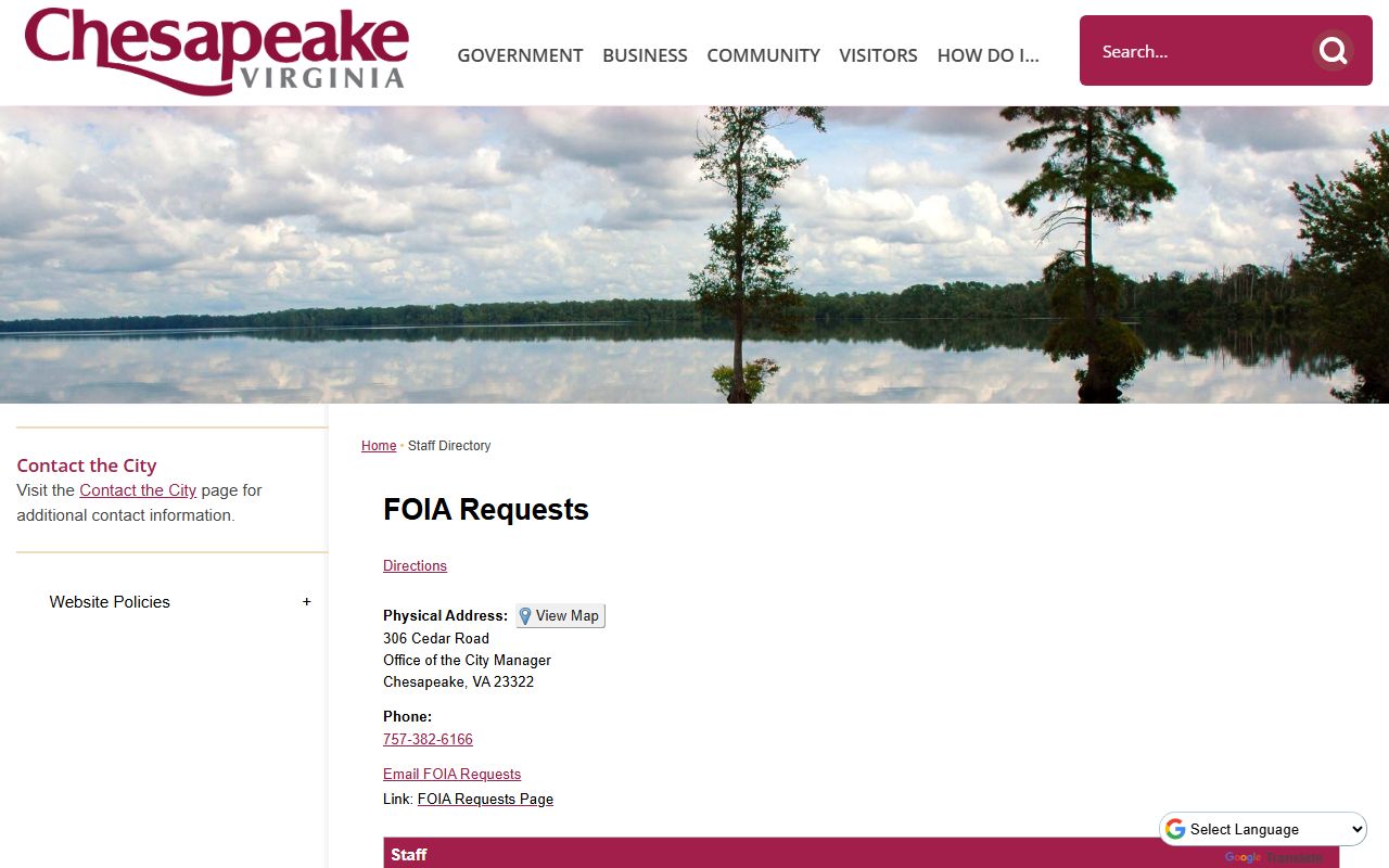 Chesapeake Virginia phone directory city manager directory