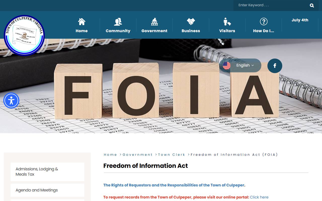 Culpeper phone directory screenshot