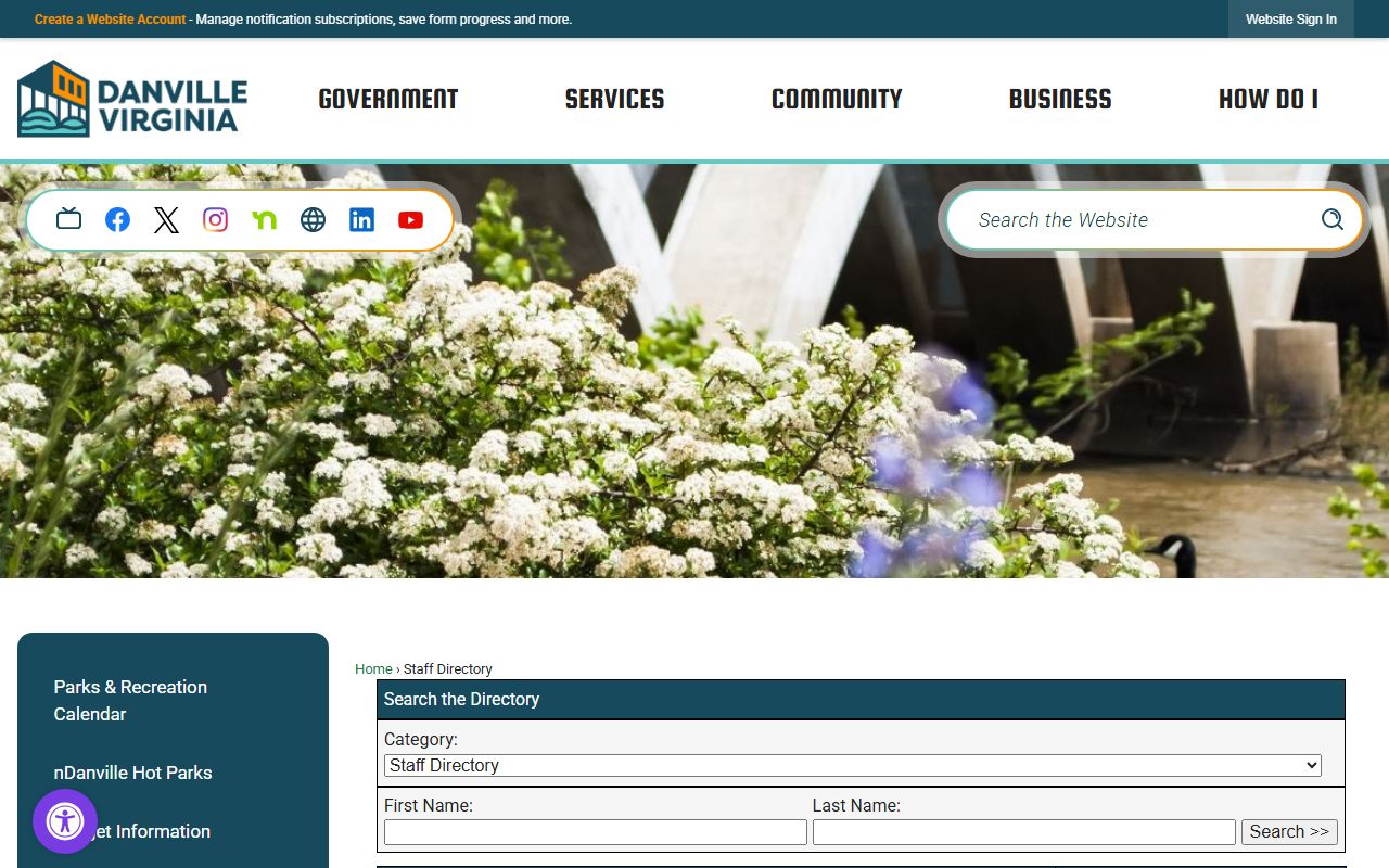 Danville Virginia phone directory staff directory