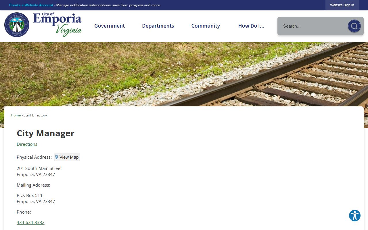 Emporia Virginia phone directory city manager directory