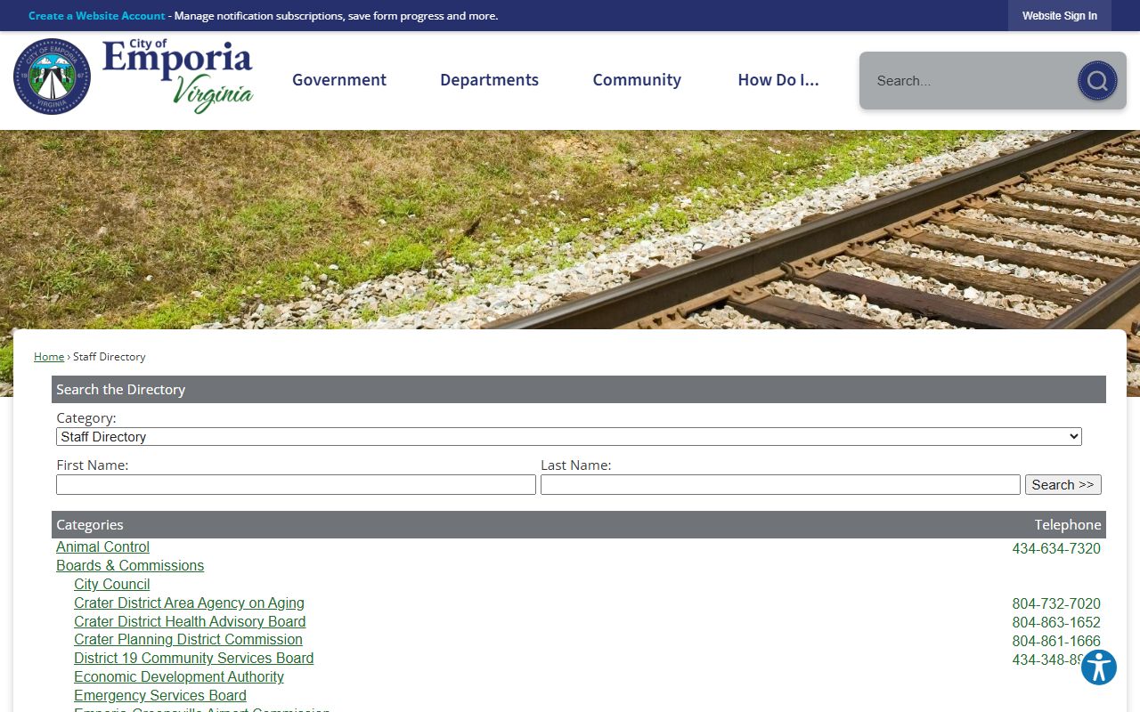 Emporia Virginia phone directory staff directory