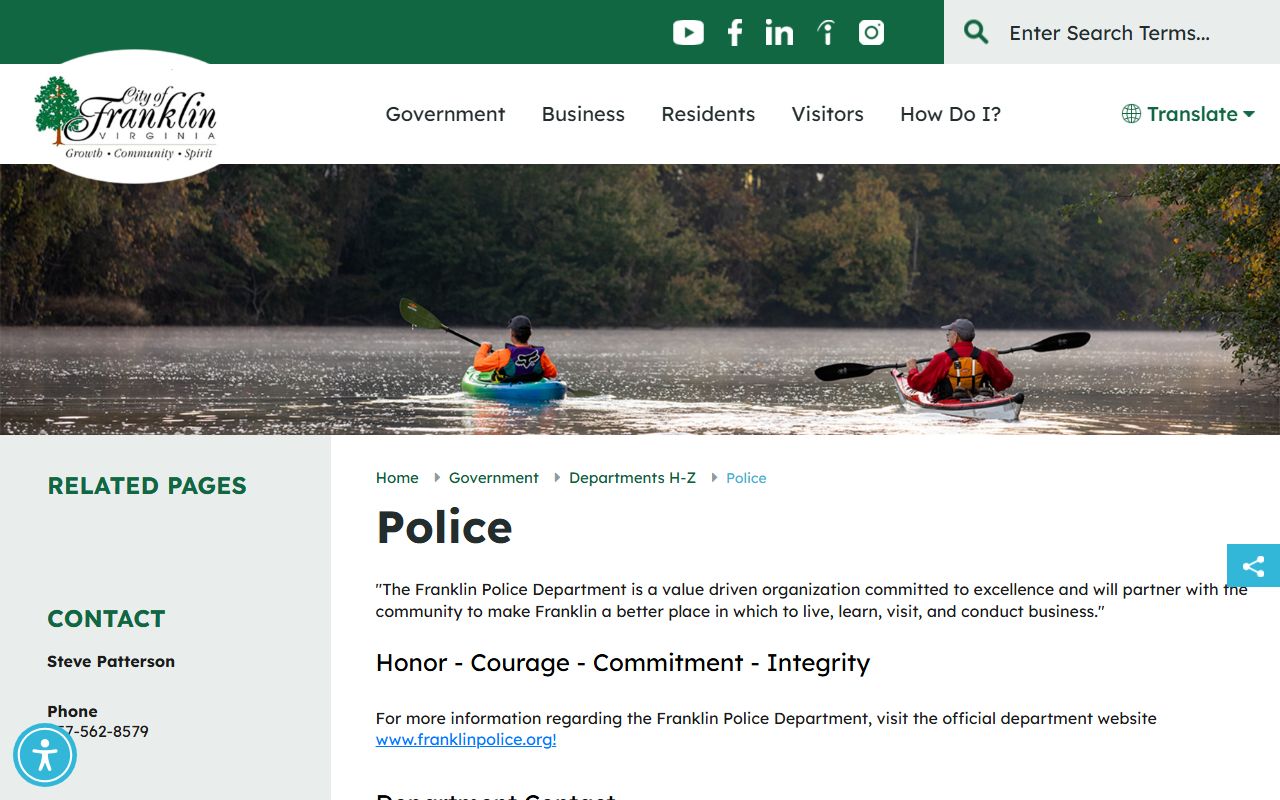 Franklin Virginia phone directory police department