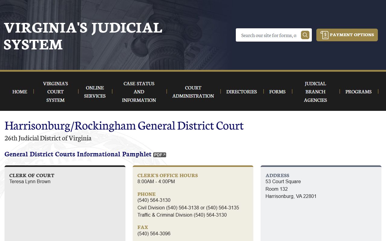 Harrisonburg Rockingham General District Court page