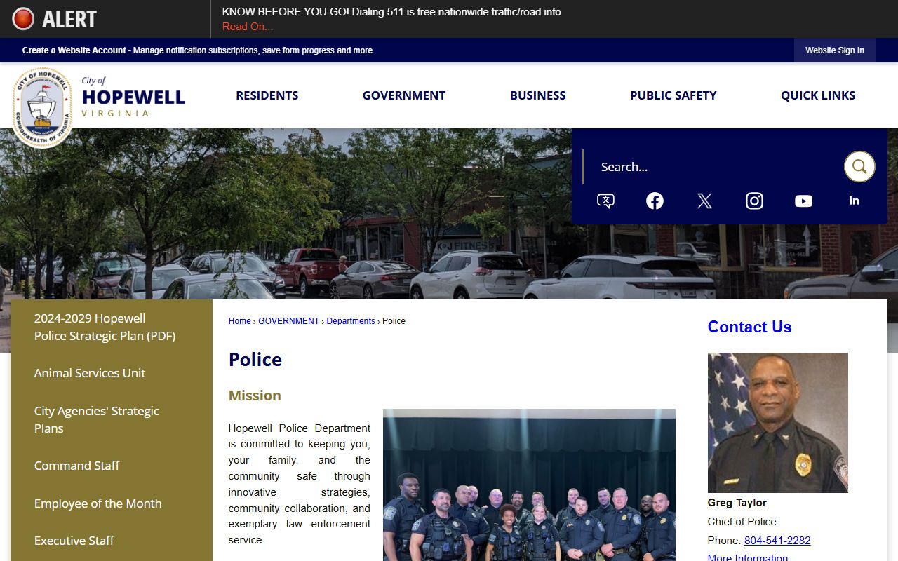 Hopewell Virginia Police Department page