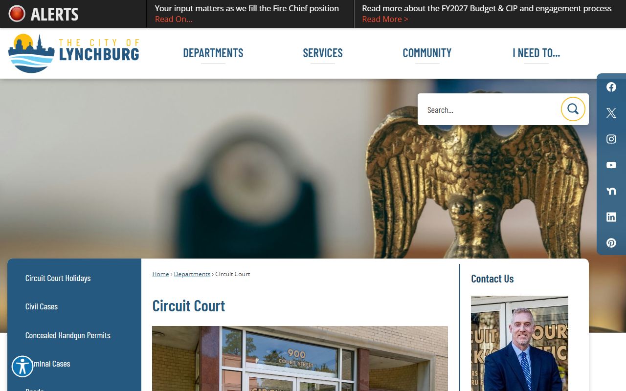 Lynchburg Virginia Circuit Court phone directory page