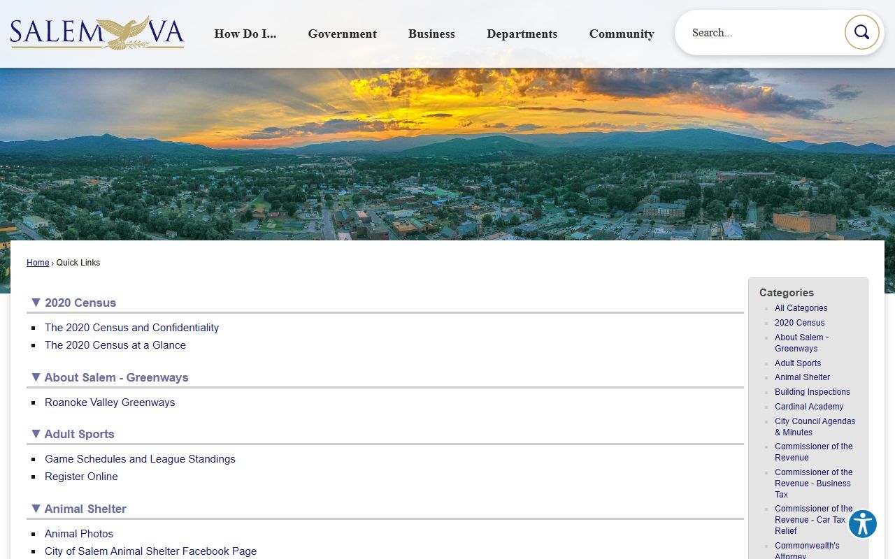 Salem Quick Links staff phone directory portal