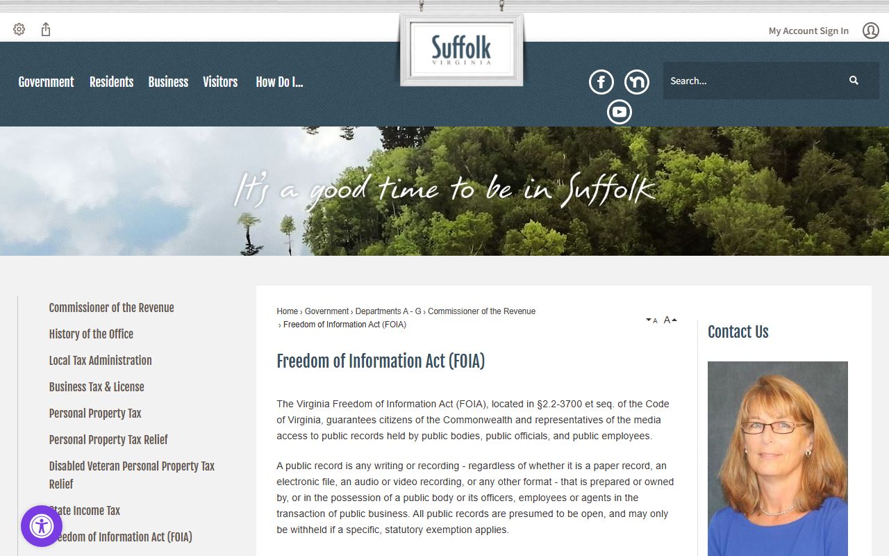 Suffolk FOIA page phone directory contact