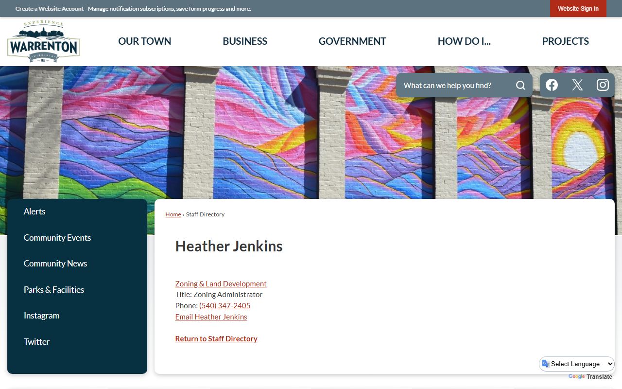 Warrenton phone directory screenshot