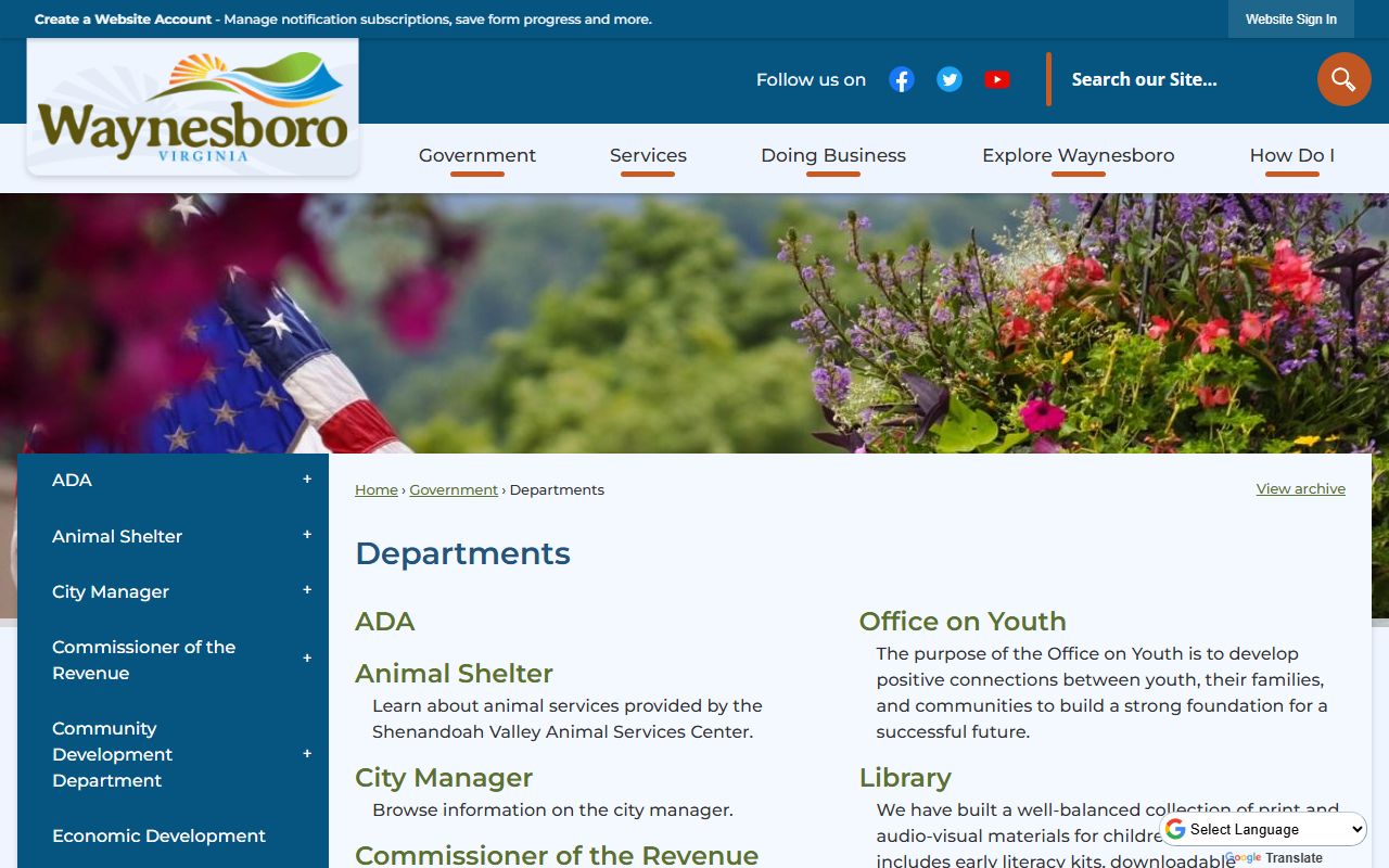 Waynesboro city departments phone directory page