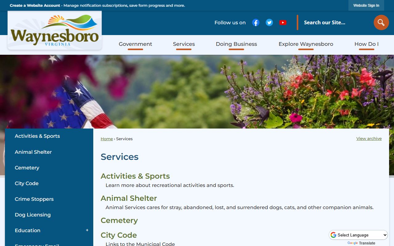 Waynesboro city services phone directory page