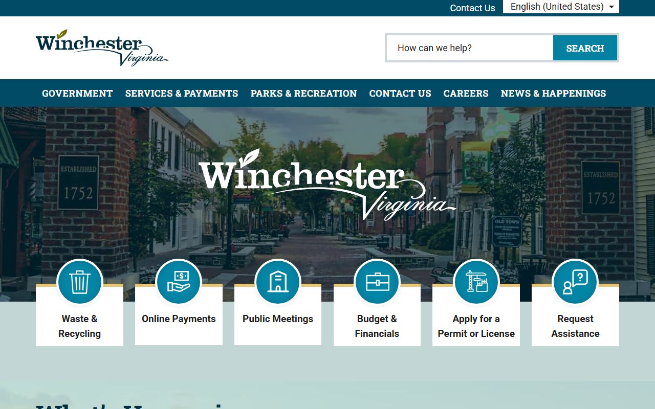 Winchester Virginia city phone directory homepage