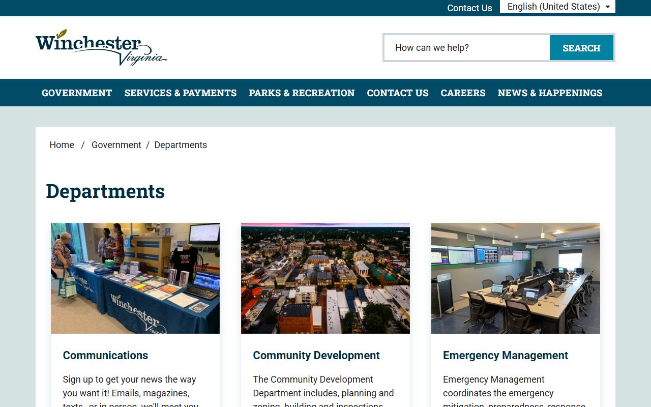 Winchester government departments phone directory