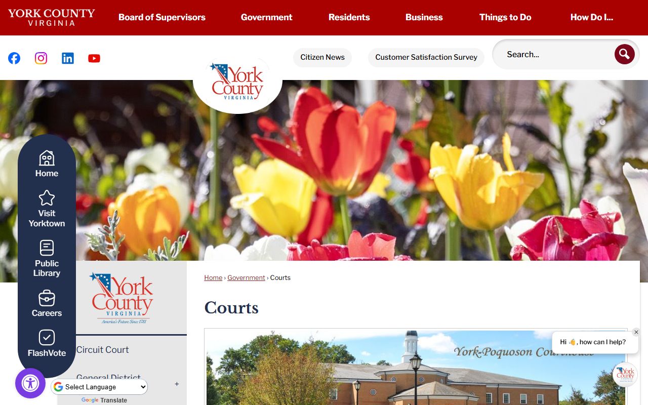 York County Virginia phone directory Courts page