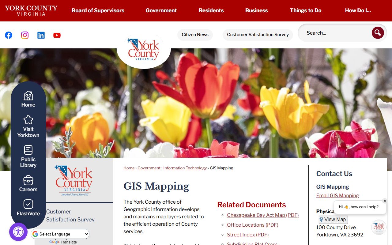 York County Virginia phone directory GIS Mapping page