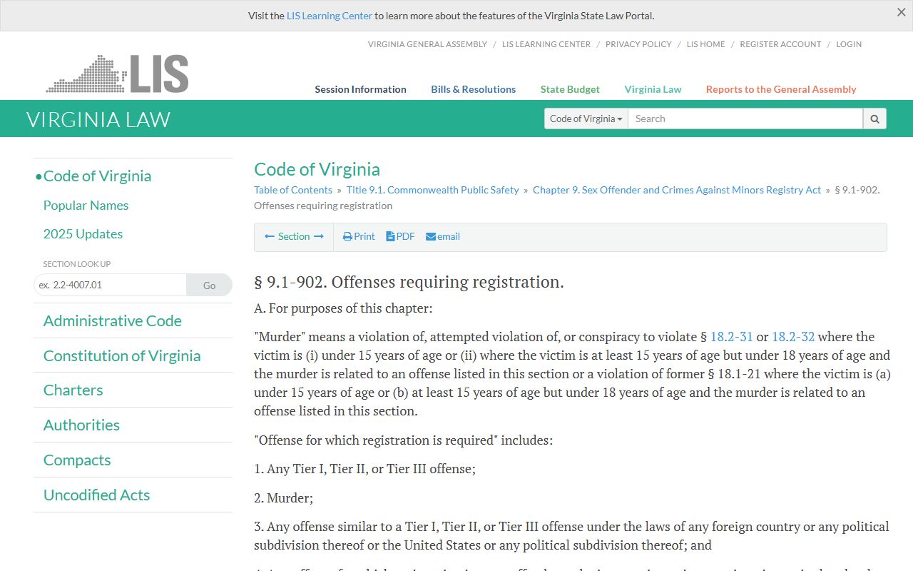 Virginia phone directory sex offender registry statute