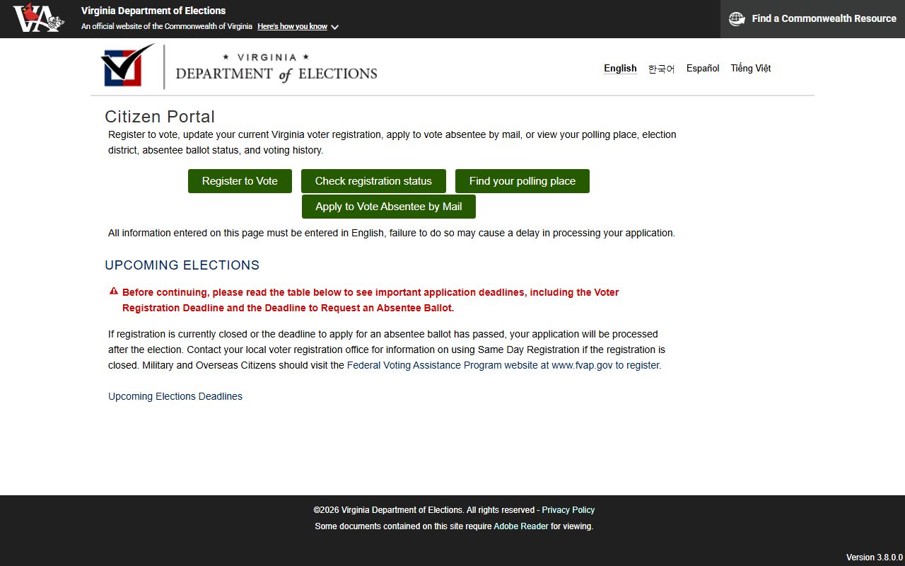 Virginia phone directory voter information portal